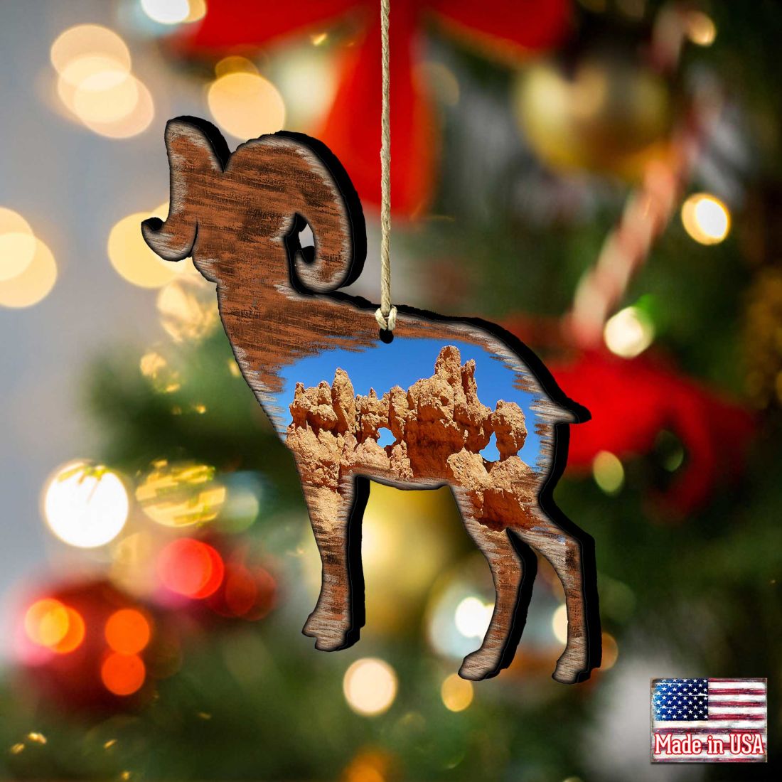 Goat Shaped Wooden Ornaments by G. DeBrekht - Wildlife Holiday Decor - 8198228-2