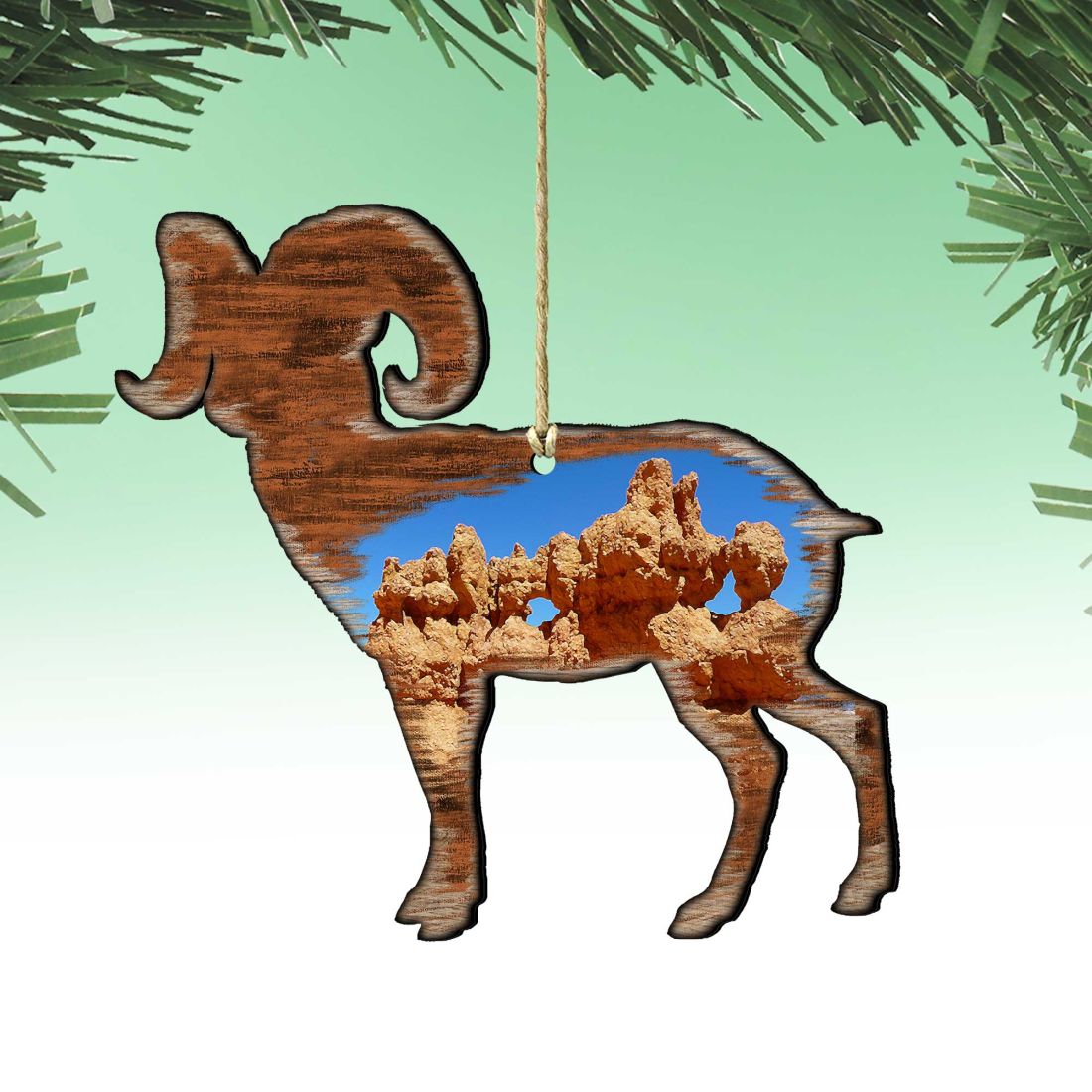 Goat Shaped Wooden Ornaments by G. DeBrekht - Wildlife Holiday Decor - 8198228-0