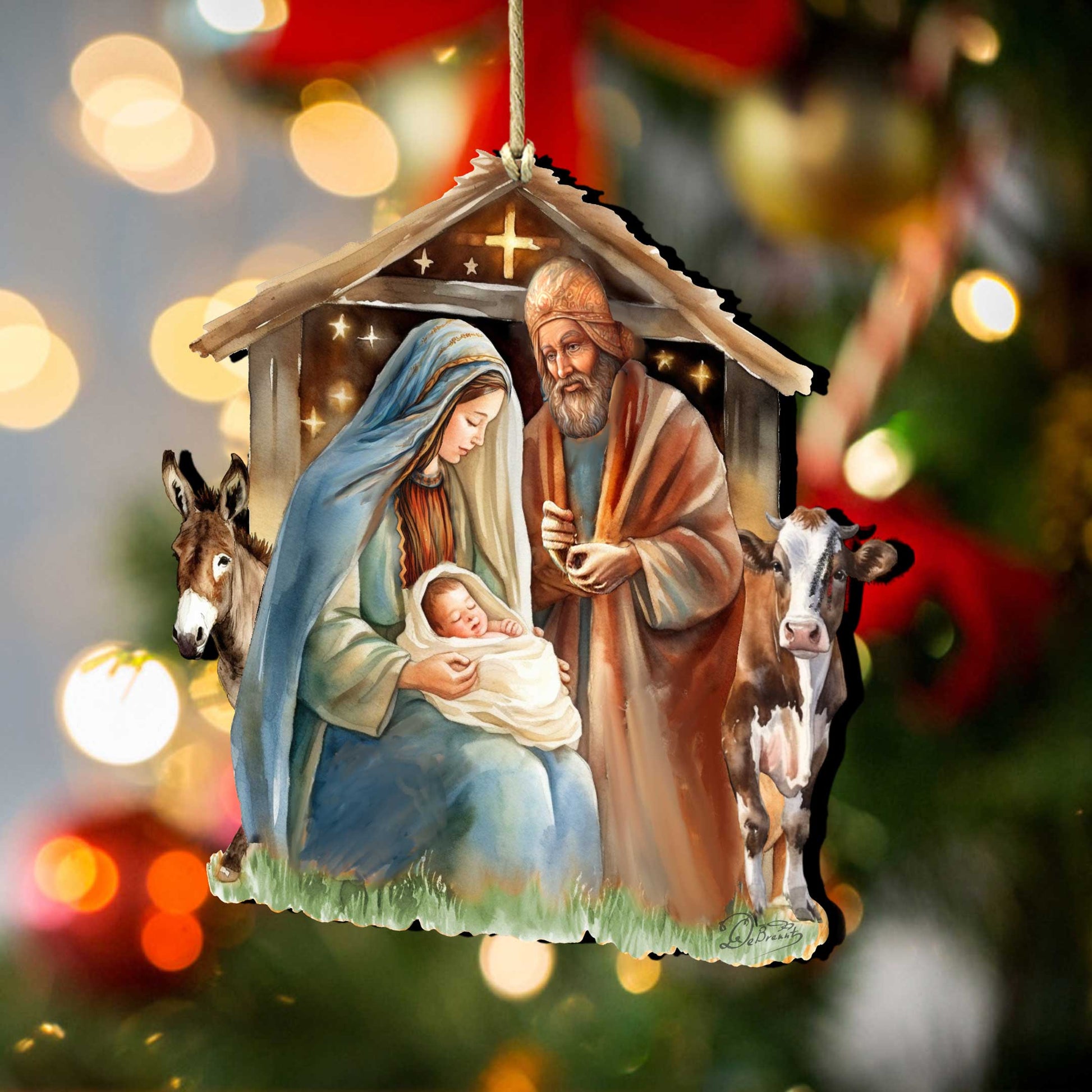Born Under Bright Star Nativity Wooden Ornaments by G. DeBrekht Nativity Holiday Decor - 8611082-3