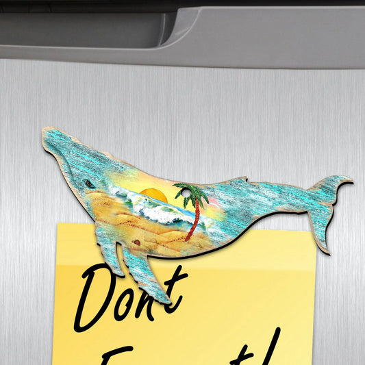 Rustic Whale Shaped Refrigerator Magnets Set of 3-0