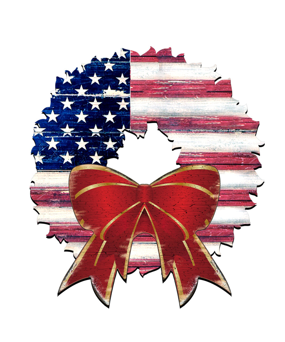 American Flag Holiday Door Wreath by G. DeBrekht - American Christmas Decor - 8185302H-4