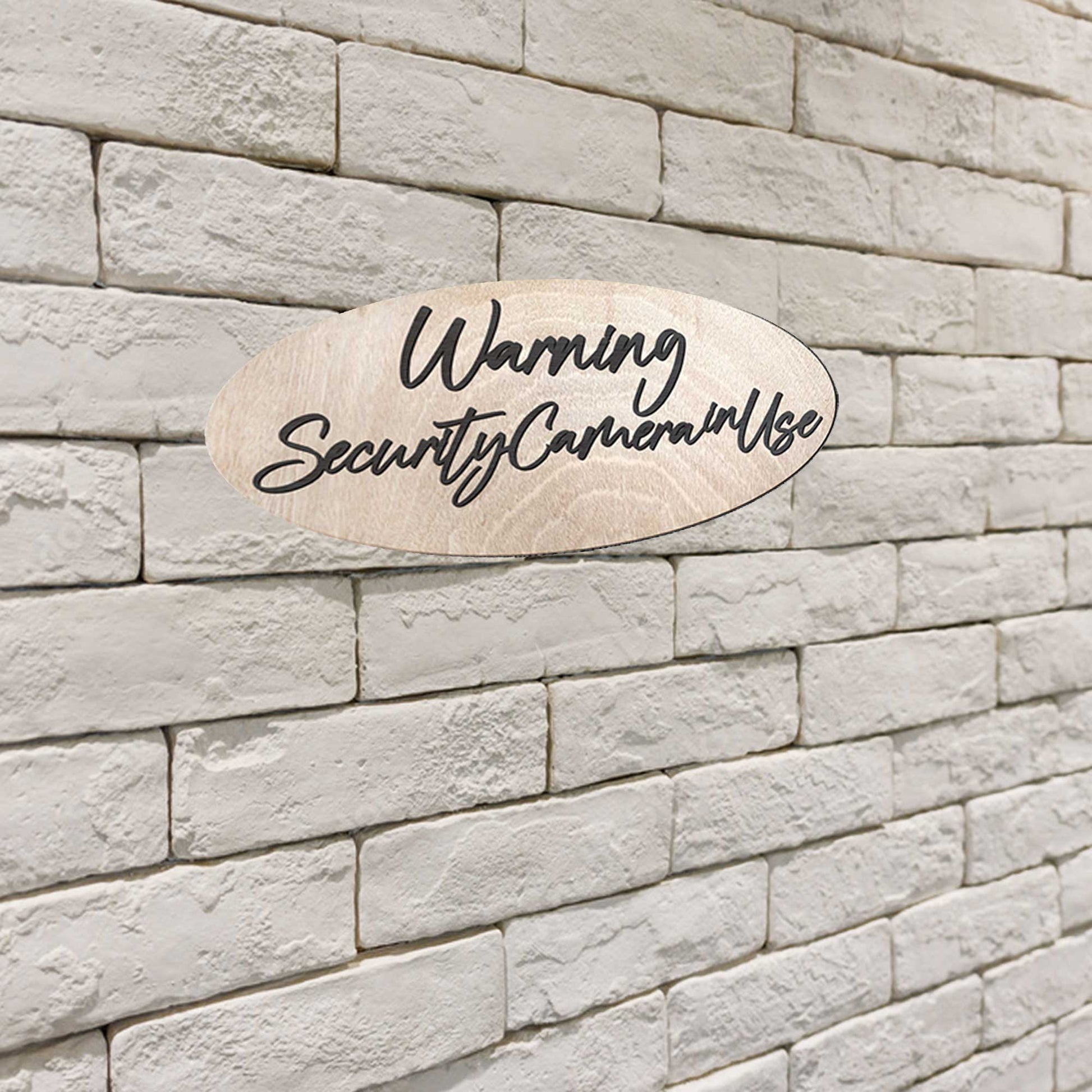 Warning sign, Security Camera in Use sign, Business sign, Made in the USA sign, Made from wood - 320340-1