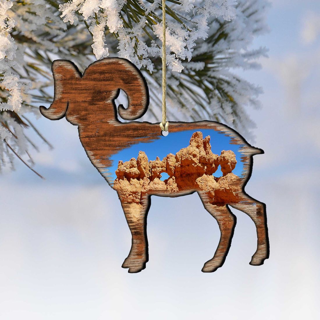 Goat Shaped Wooden Ornaments by G. DeBrekht - Wildlife Holiday Decor - 8198228-1
